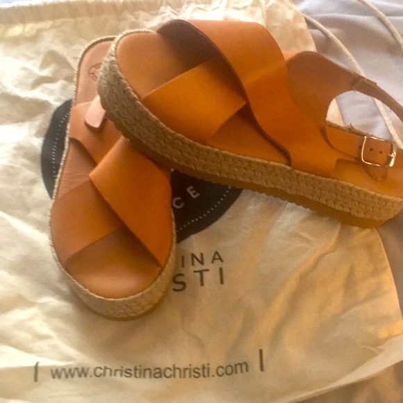 Women’s Handmade Greek platform leather sandals - Picture 3 of 4